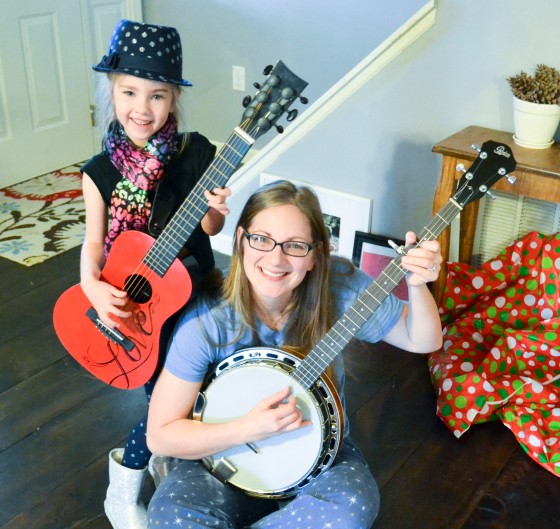 Alani with her guitar and me with the banjo on Christmas!